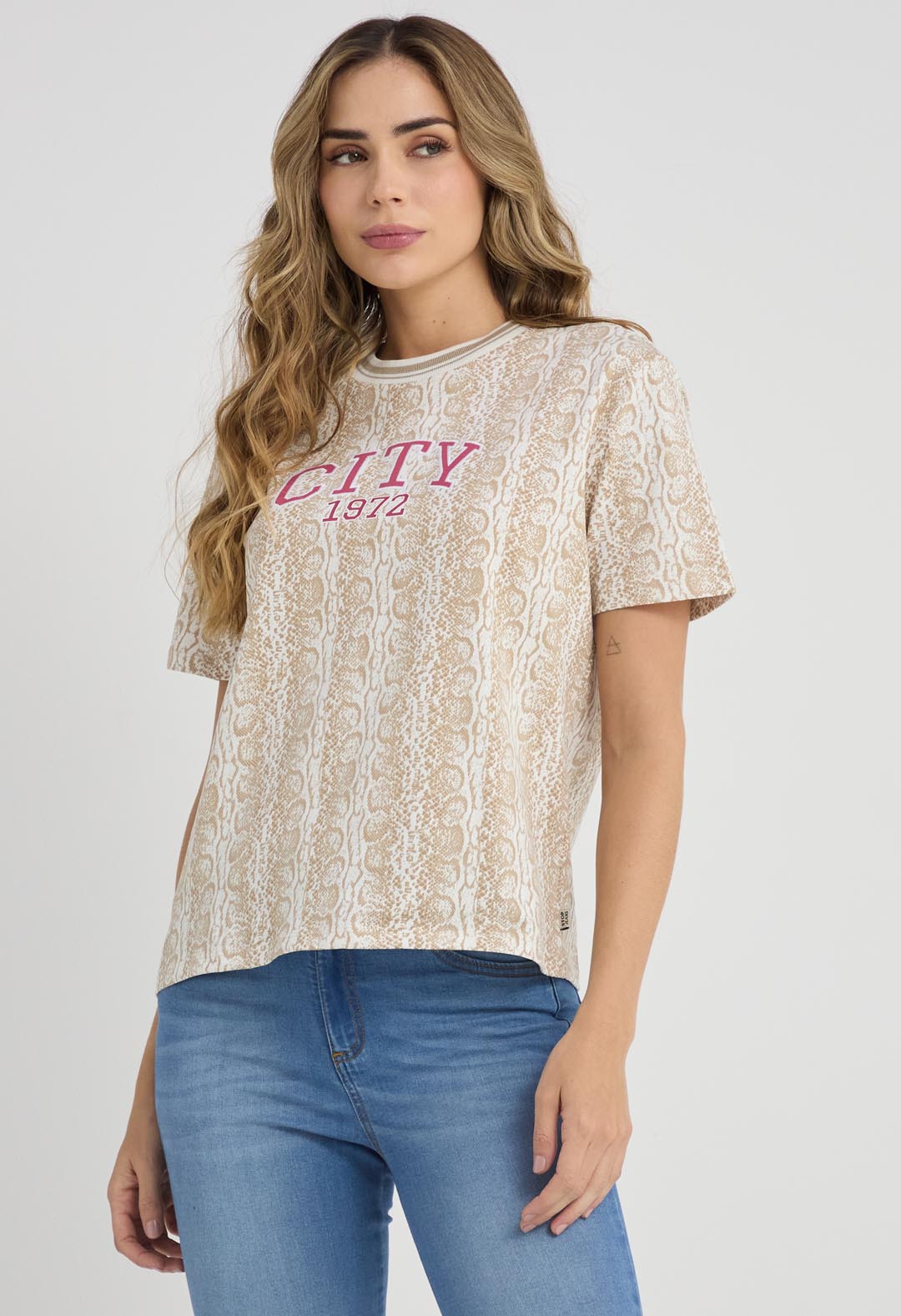 Camiseta marfil full print para mujeres