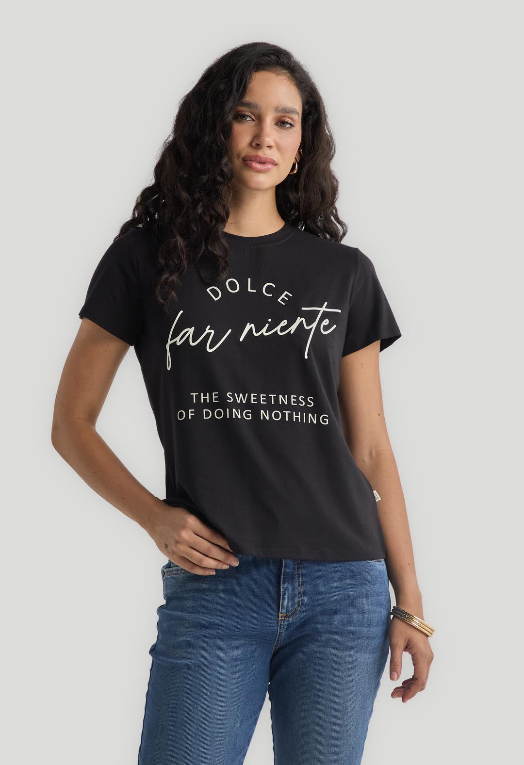 Camiseta negra manga corta para mujer