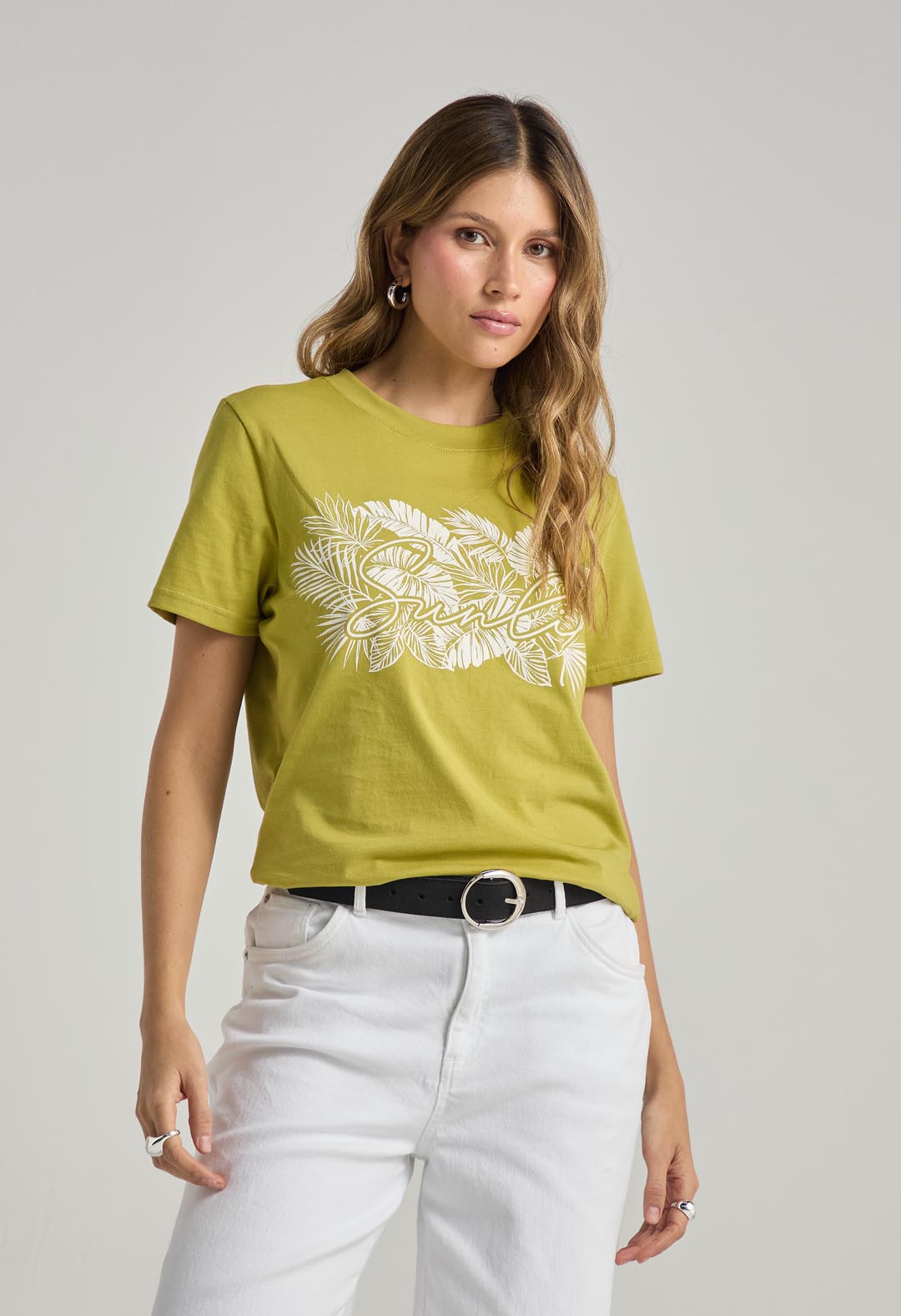 Camiseta verde manga corta para mujer