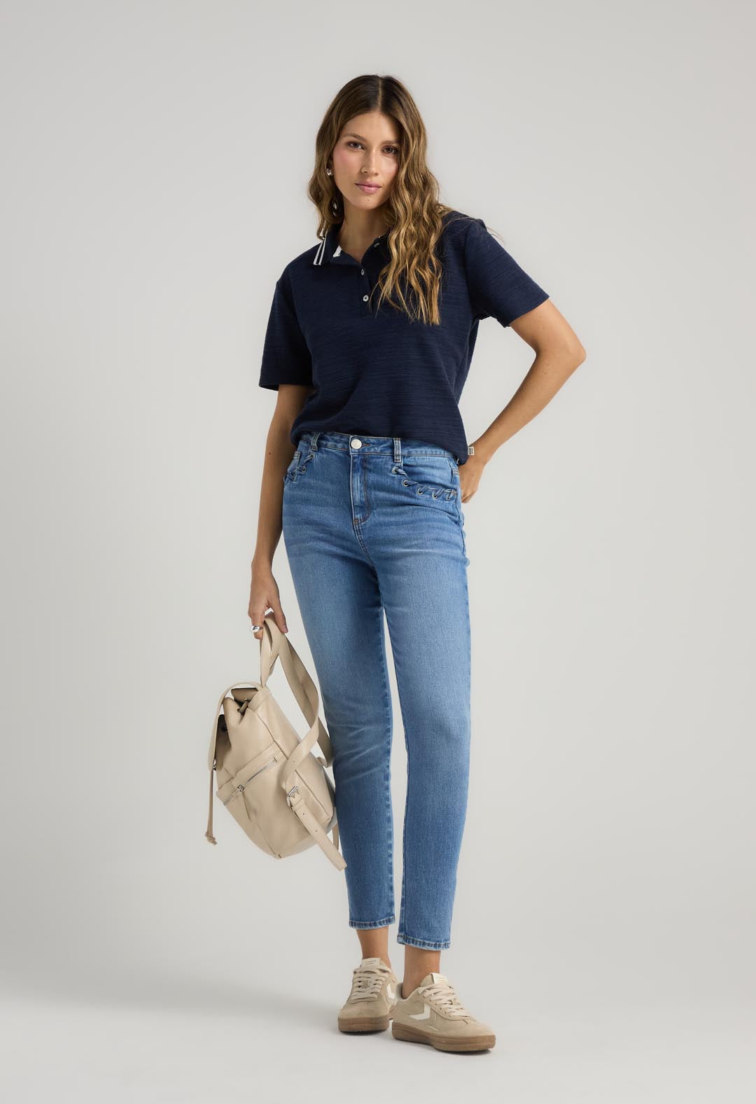 Camiseta azul navy manga corta para mujer