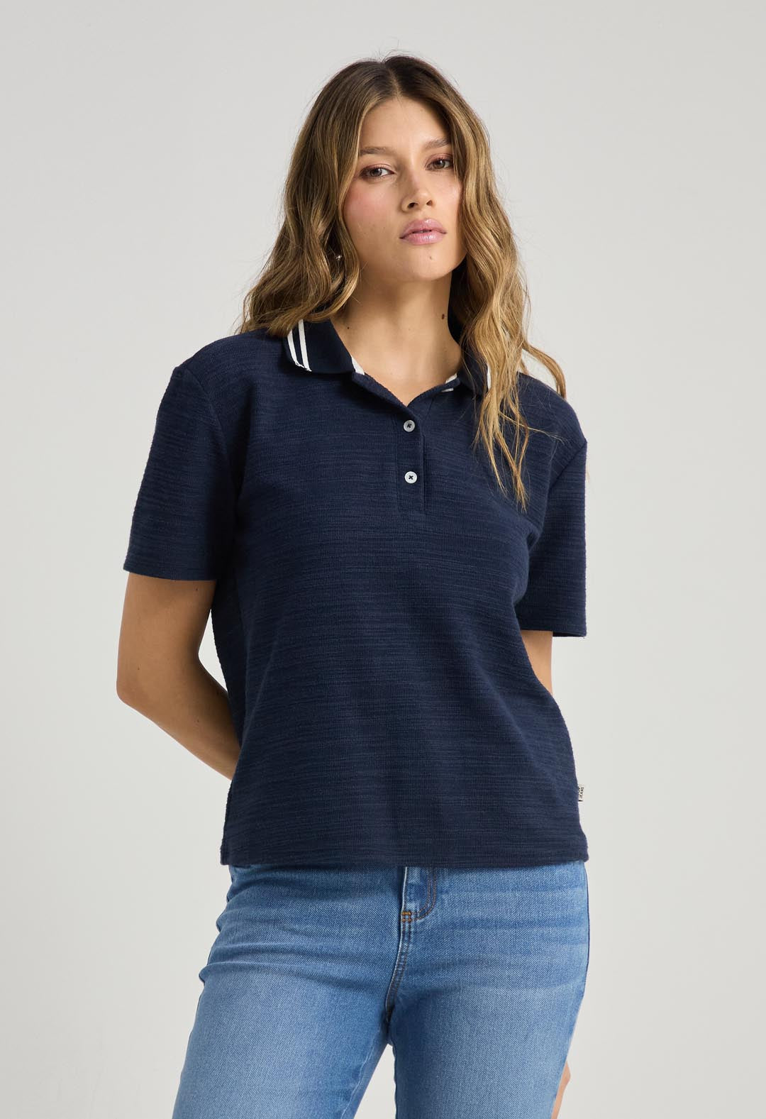 Camiseta azul navy manga corta para mujer