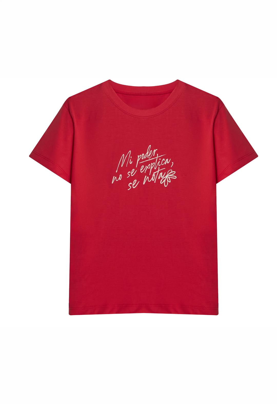 Camiseta roja con frente estampado para mujer