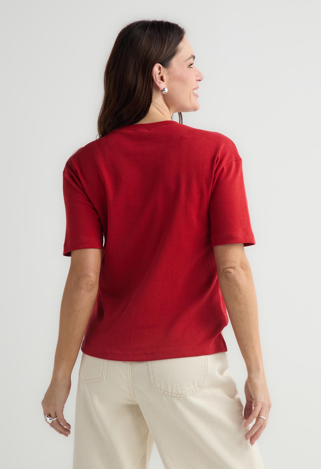 Camiseta roja manga corta para mujer