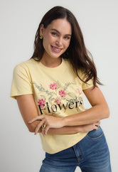 Camiseta amarillo claro manga corta para mujer