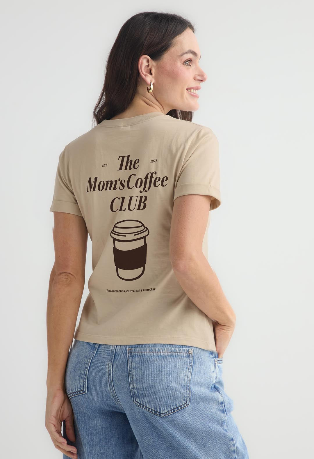 Camiseta arena de manga corta para mujer