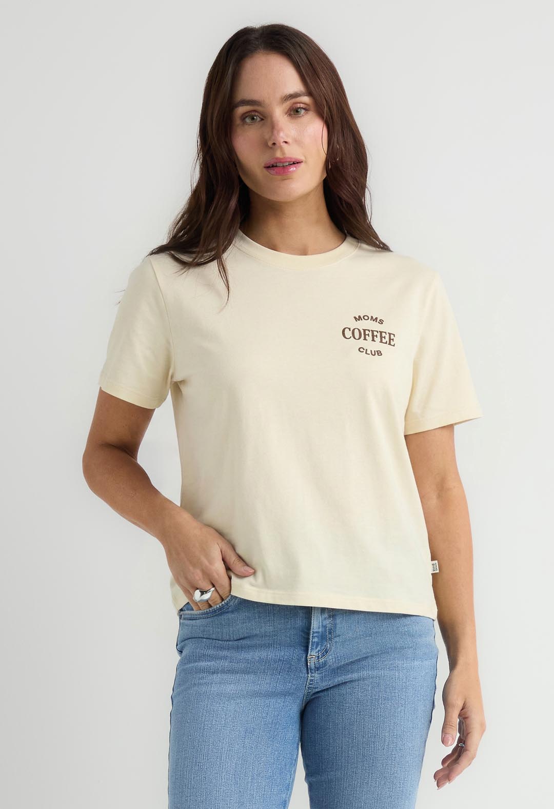 Camiseta marfil de manga corta para mujer