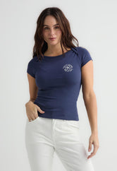 Camiseta azul navy con estampado para mujer