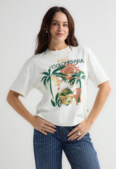 Camiseta marfil de manga corta para mujer