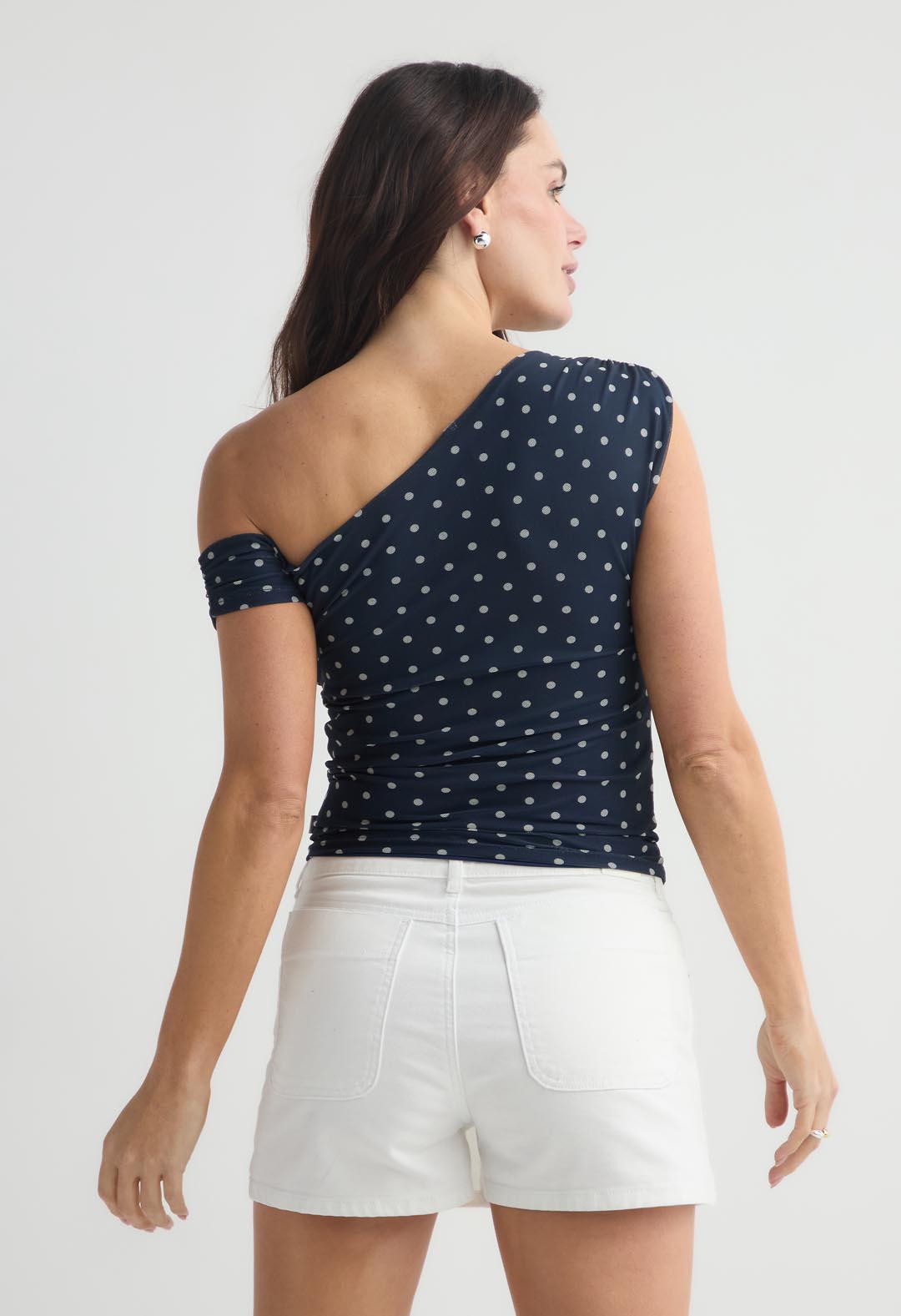Camiseta azul navy cuello bandeja para mujer