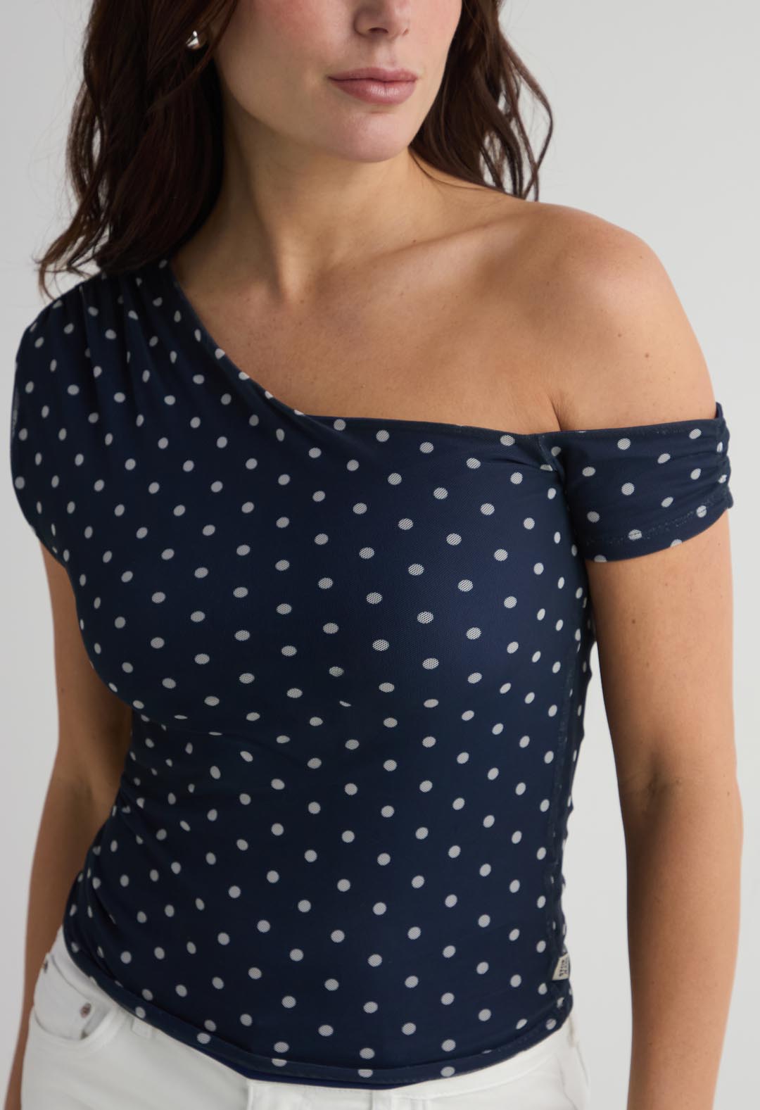 Camiseta azul navy cuello bandeja para mujer