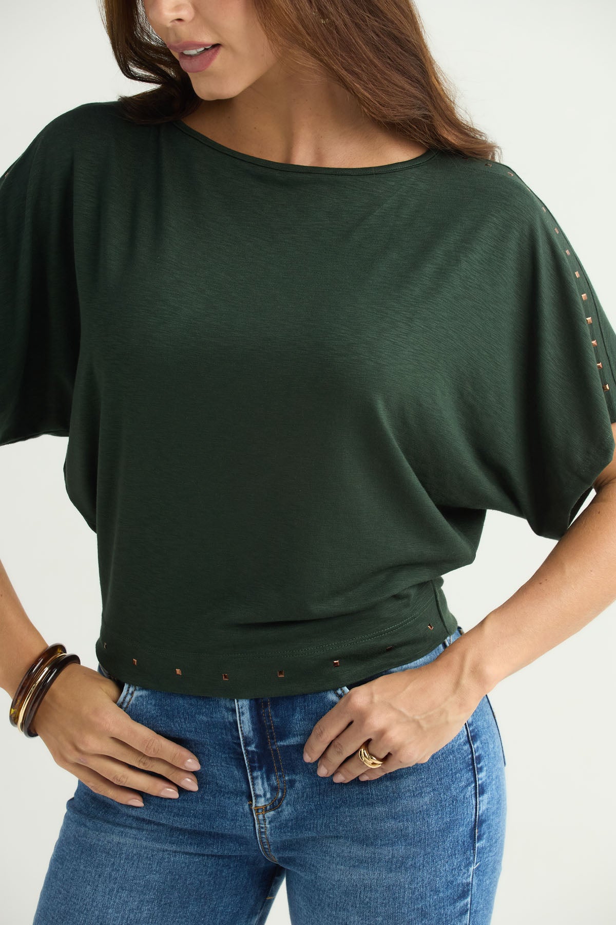 Camiseta verde con taches para mujer