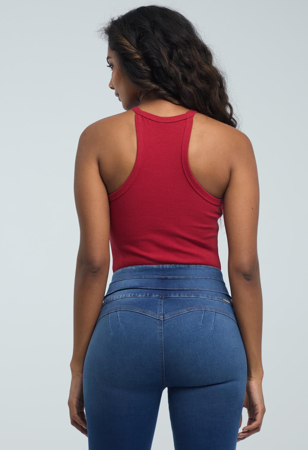 Camiseta crop rojo intenso de tiras para mujeres