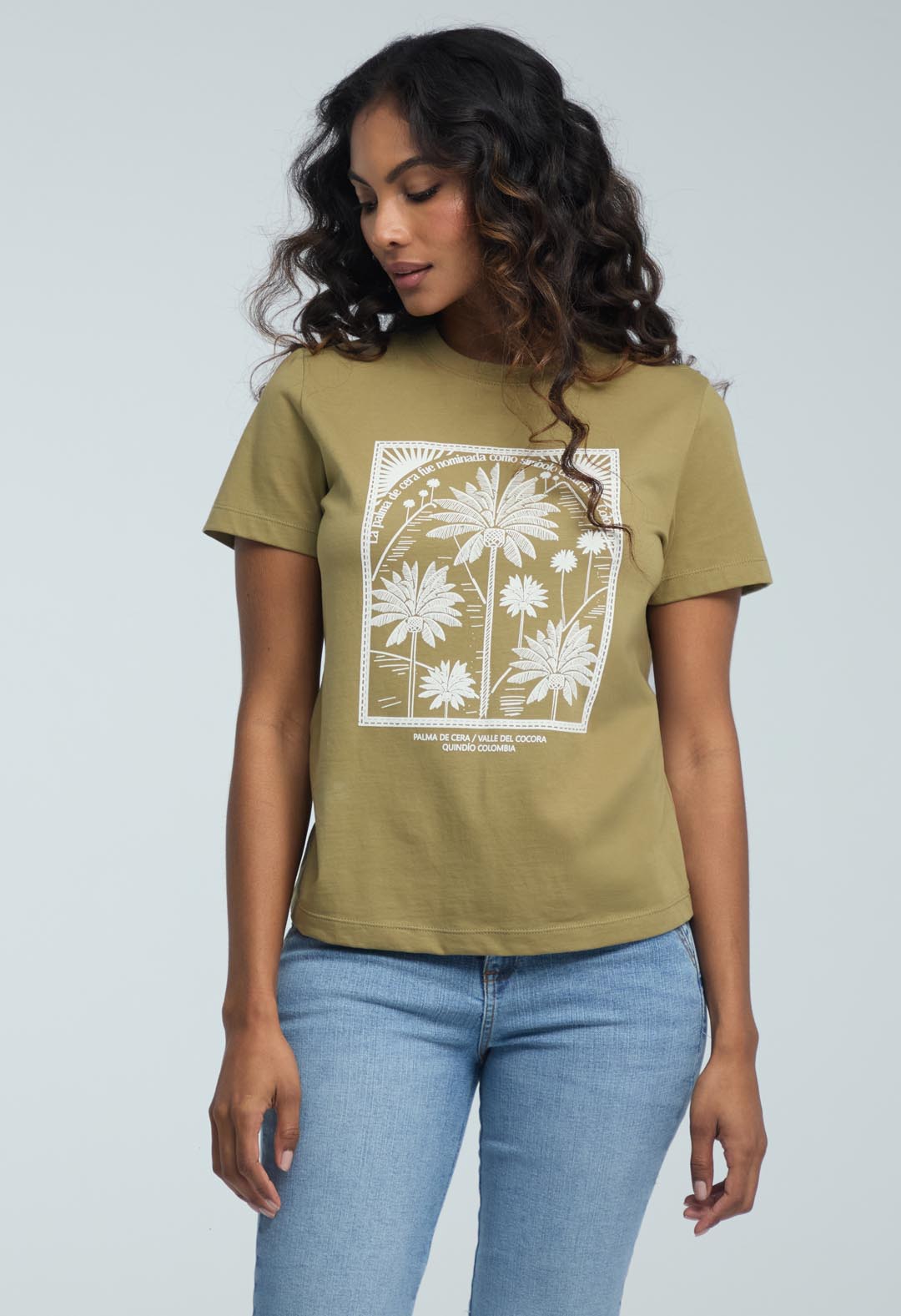 Camiseta pistacho estampada para mujeres