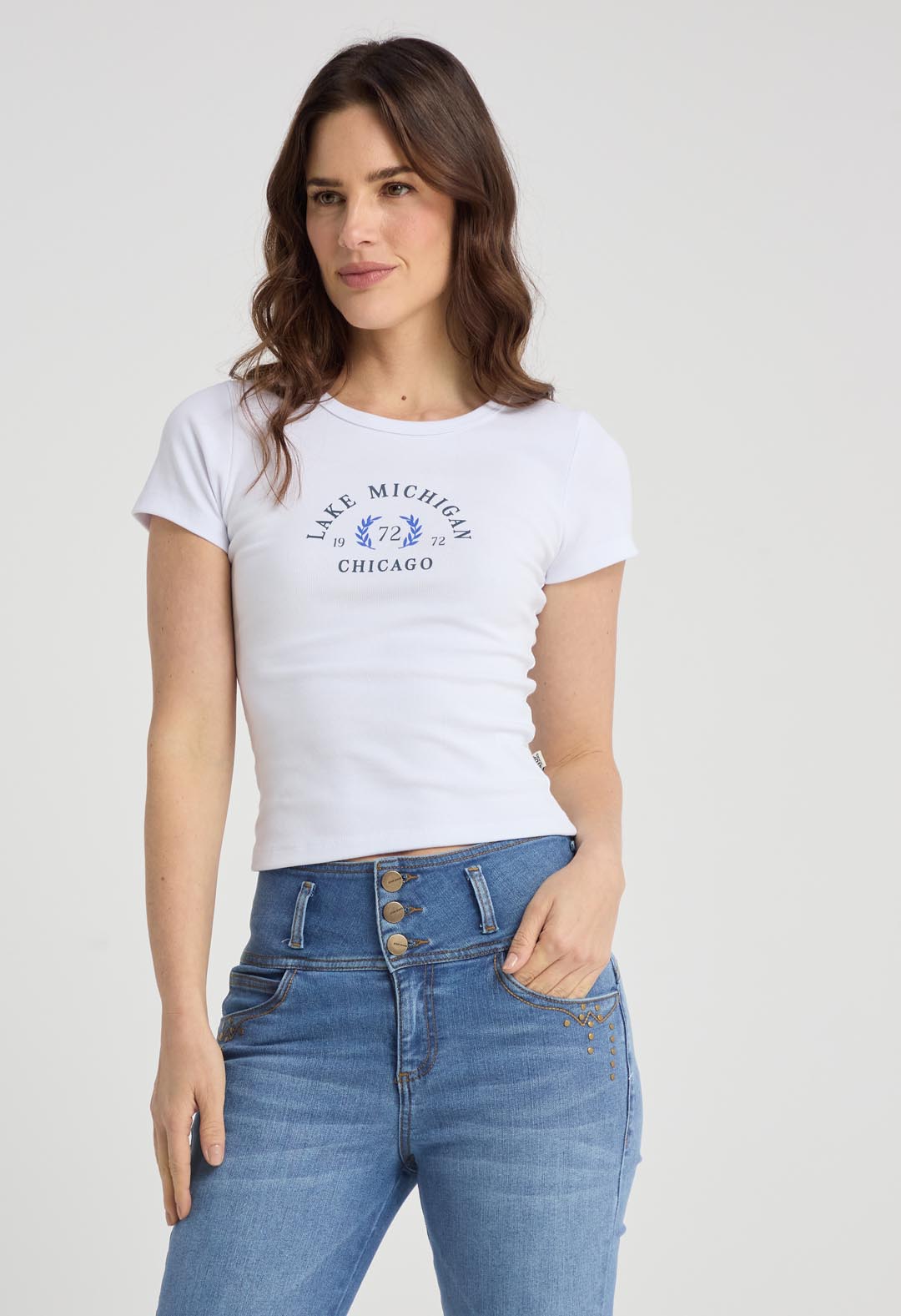 Camiseta blanca estampado para mujer