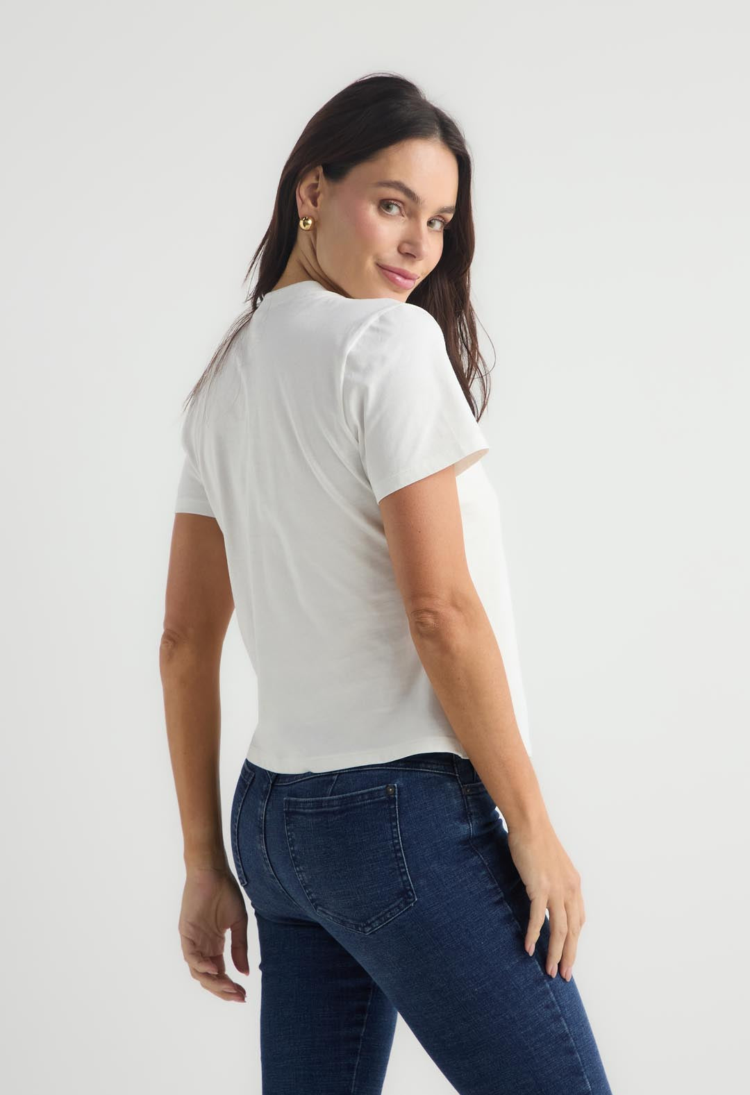 Camiseta marfil manga corta para mujer