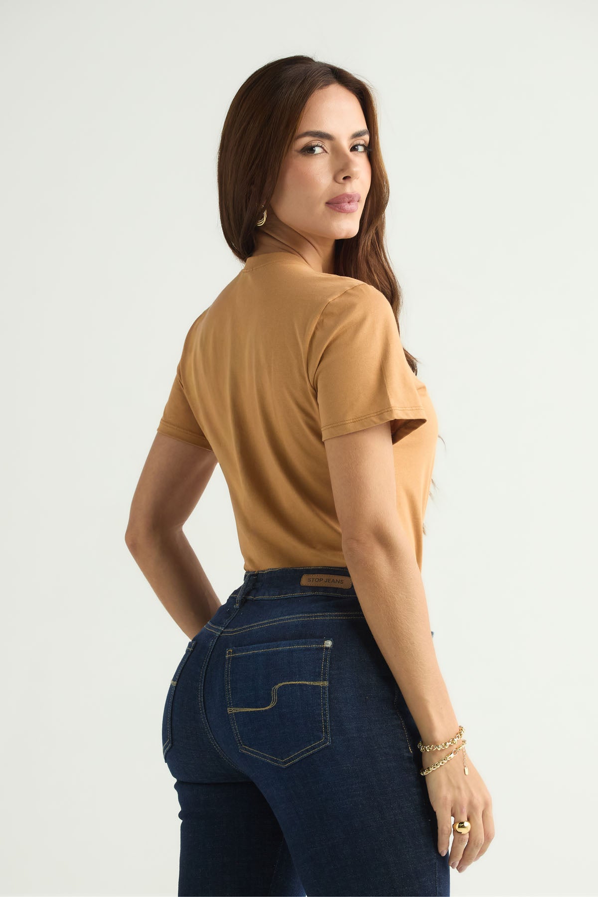 Camiseta miel manga corta para mujer