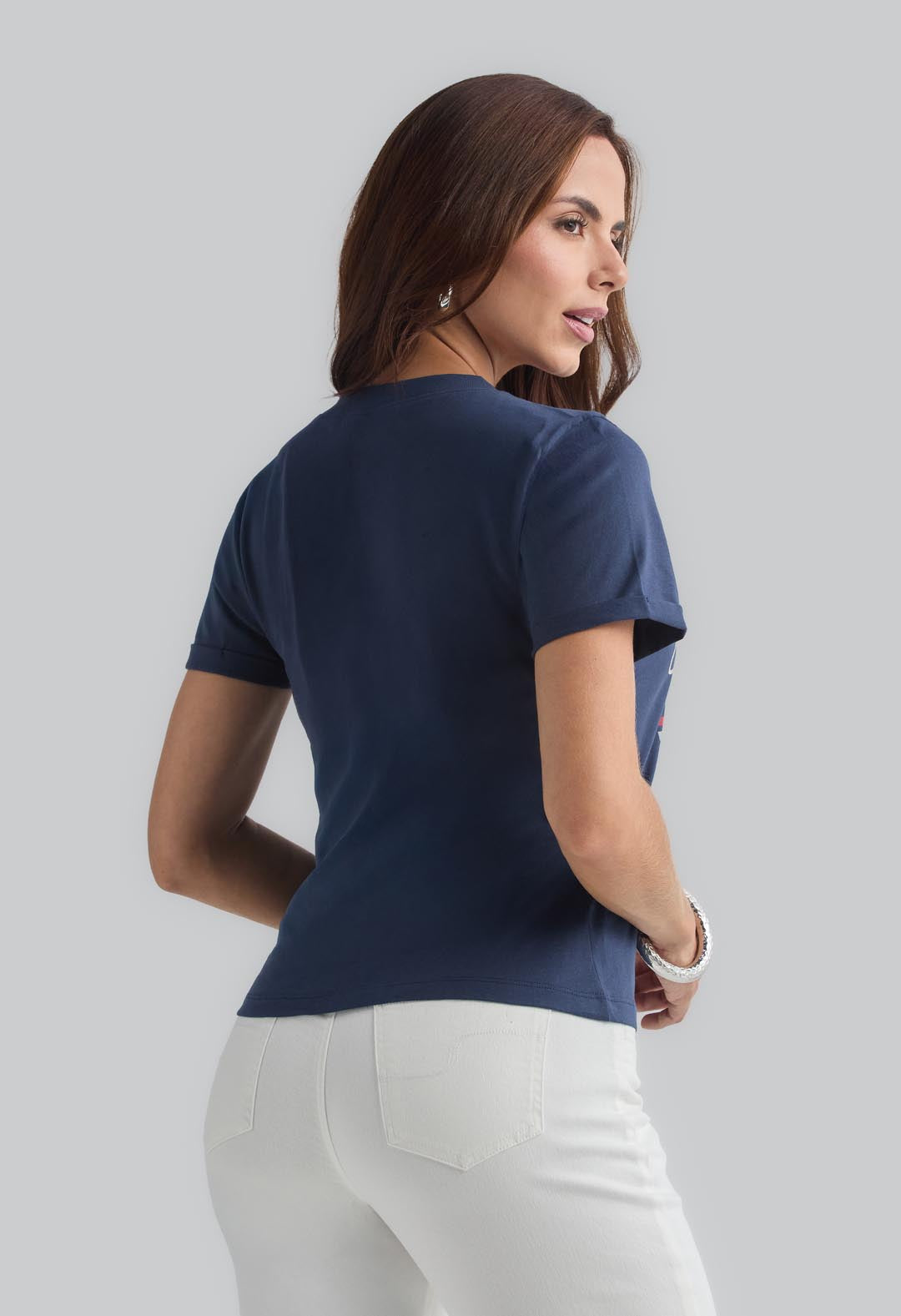 Camiseta azul navy estampada para mujer