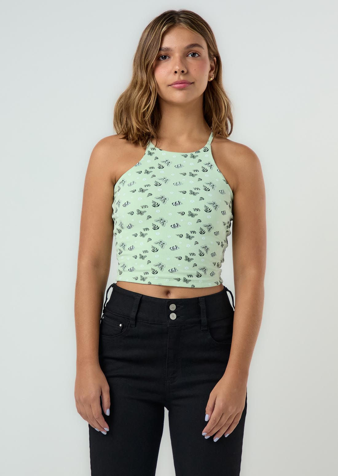 Camiseta menta full print para jóvenes