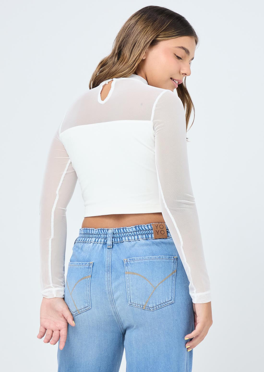 Camiseta marfil en malla para adolescentes