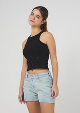 Camiseta negra estampada para jóvenes