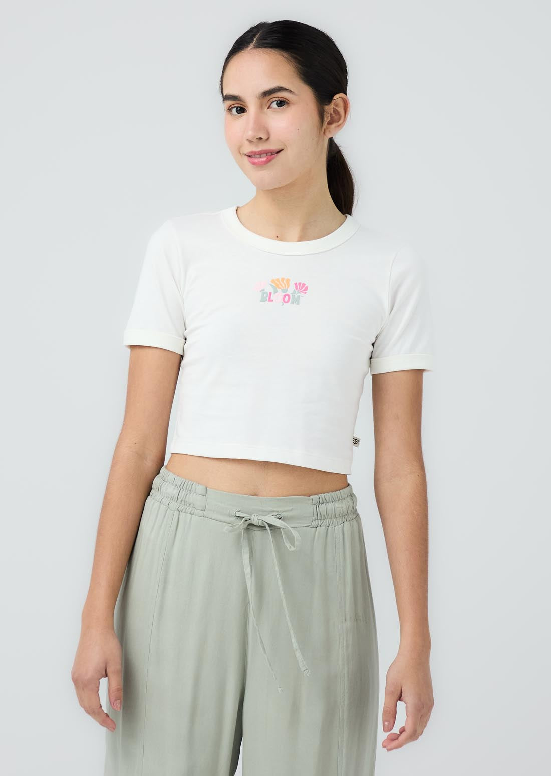 Camiseta marfil estampada para jóvenes