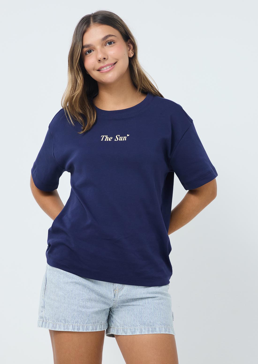 Camiseta azul navy con estampado en ambas caras para jóvenes