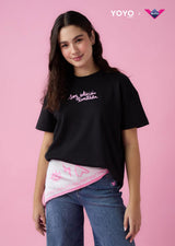 Camiseta oversize negra de manga corta Yoyo x Nosotras