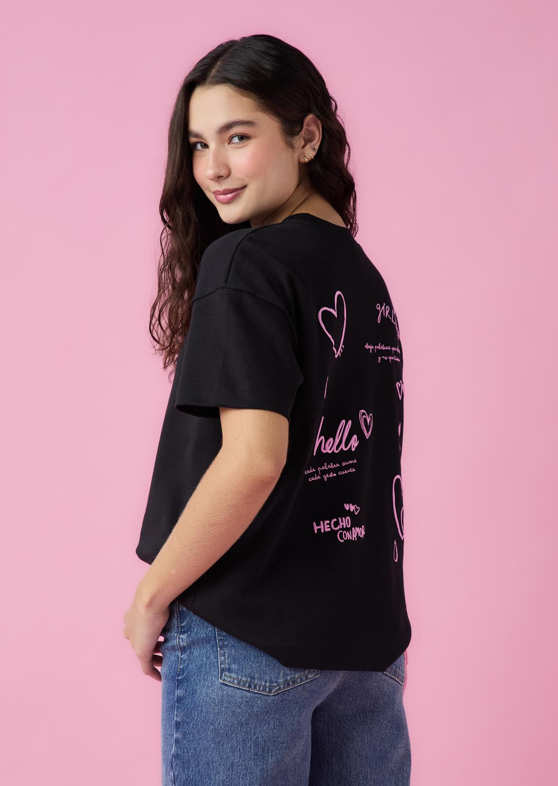 Camiseta oversize negra de manga corta Yoyo x Nosotras