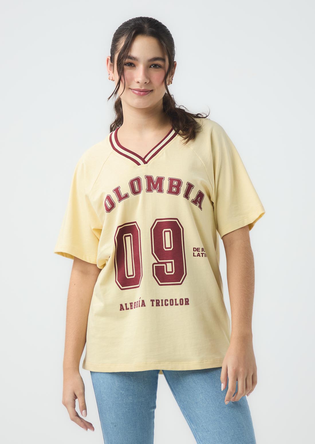 Camiseta de manga corta amarillo claro para jóvenes