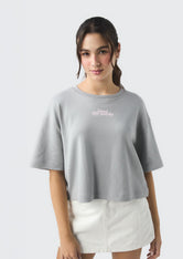 Camiseta gris claro estampada para jóvenes