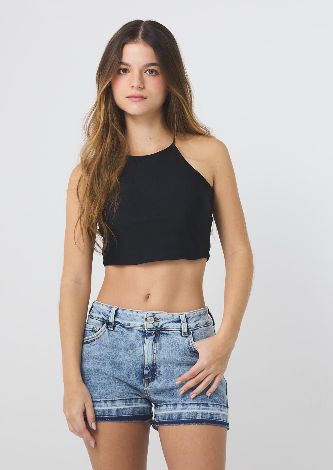 Camiseta de tiras negro para jóvenes