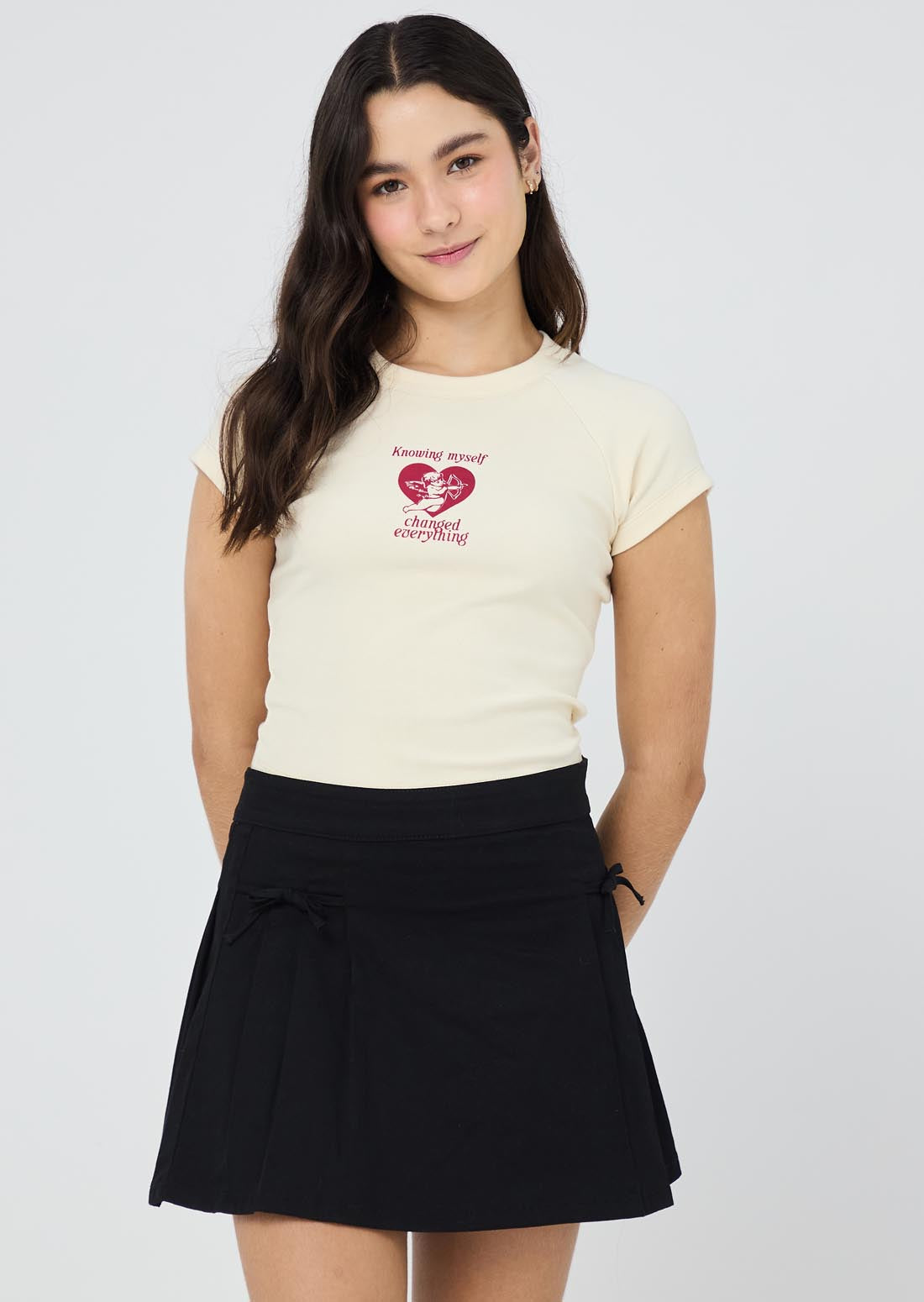 Camiseta vainilla estampada en frente para jóvenes