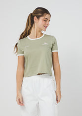 Camiseta pistacho con frente estampado para jóvenes