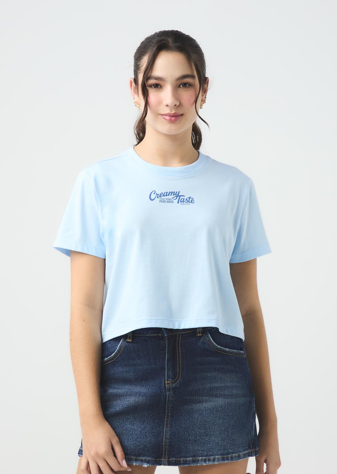 Camiseta azul claro de manga corta para jóvenes
