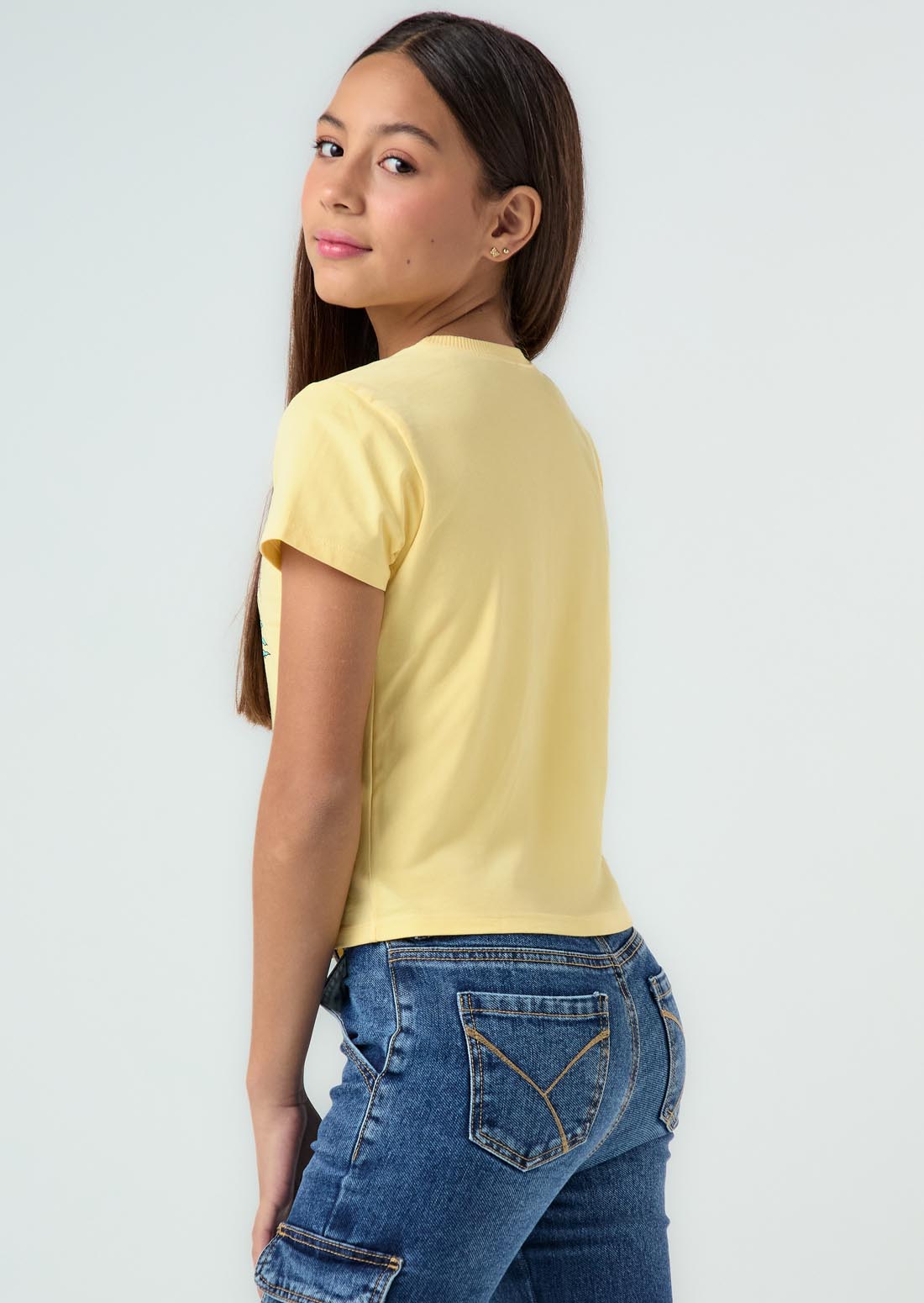 Camiseta amarillo medio estampada para niñas