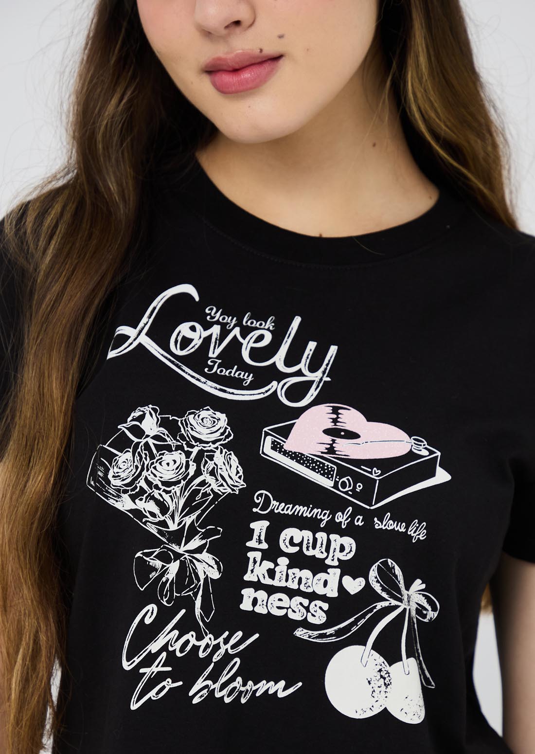 Camiseta negra estampada para jóvenes – Stop Jeans