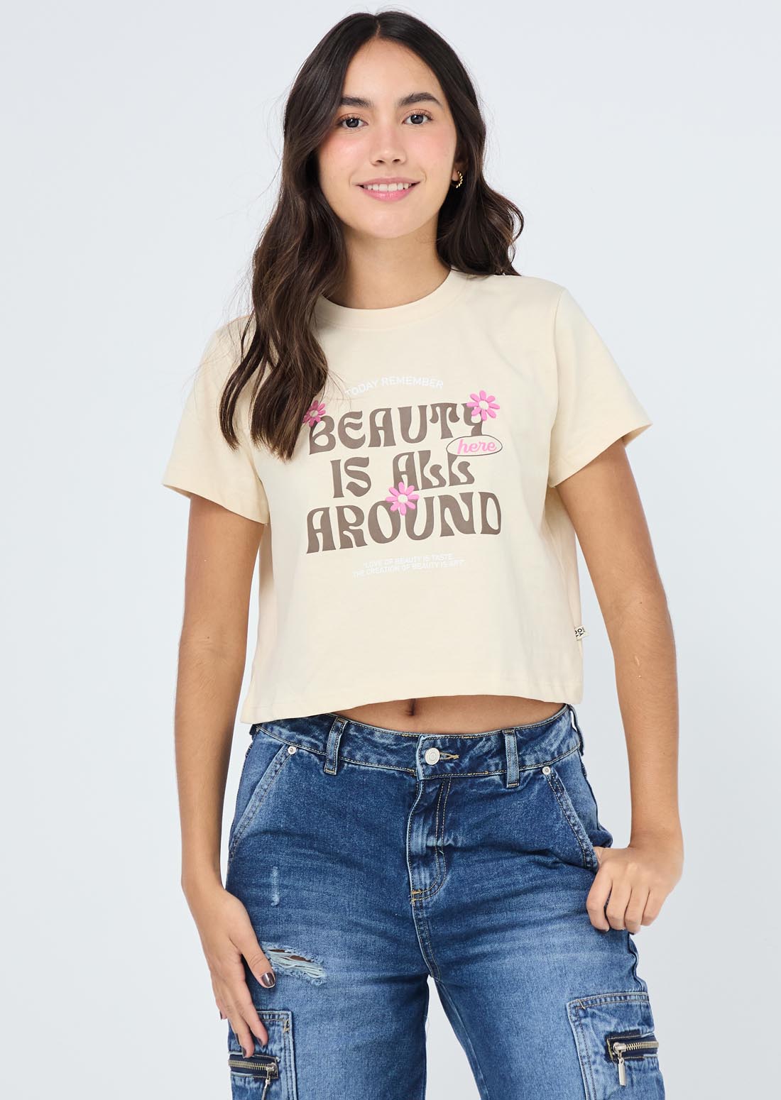 Camiseta arena estampada para jóvenes