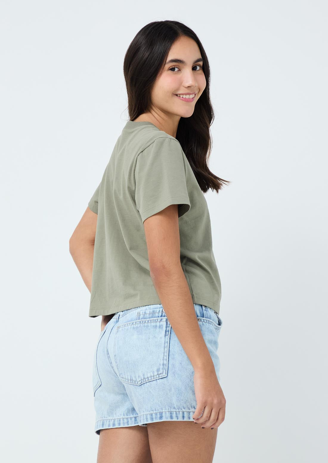 Camiseta verde militar estampada para jóvenes