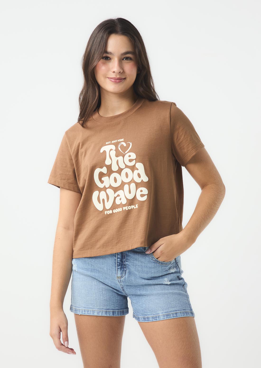 Camiseta chocolate de manga corta para jóvenes