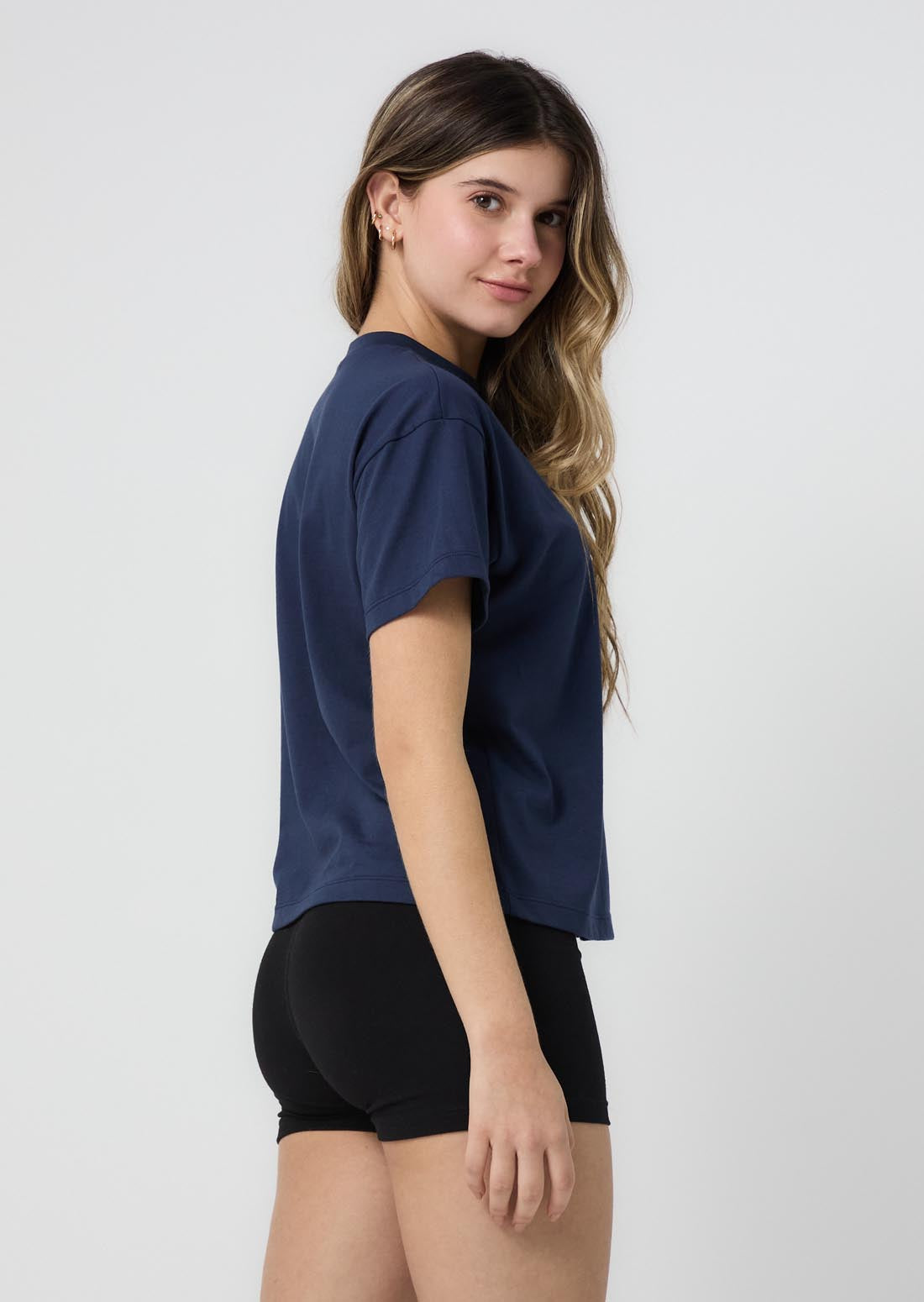 Camiseta básica azul navy manga corta para jóvenes