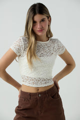 Camiseta marfil con top interno para jóvenes