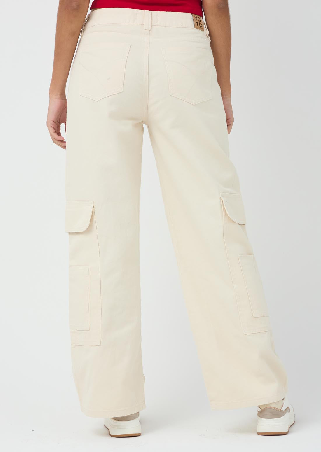 Pantalón cargo arena con bolsillos para adolescentes