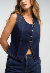 Chaleco oscuro con detalle en frente para mujeres