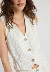 Chaleco marfil con botones para mujer