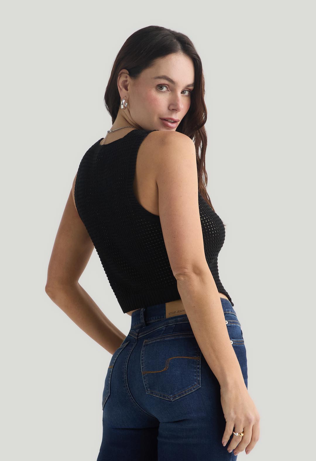 Chaleco negro tejido para mujer