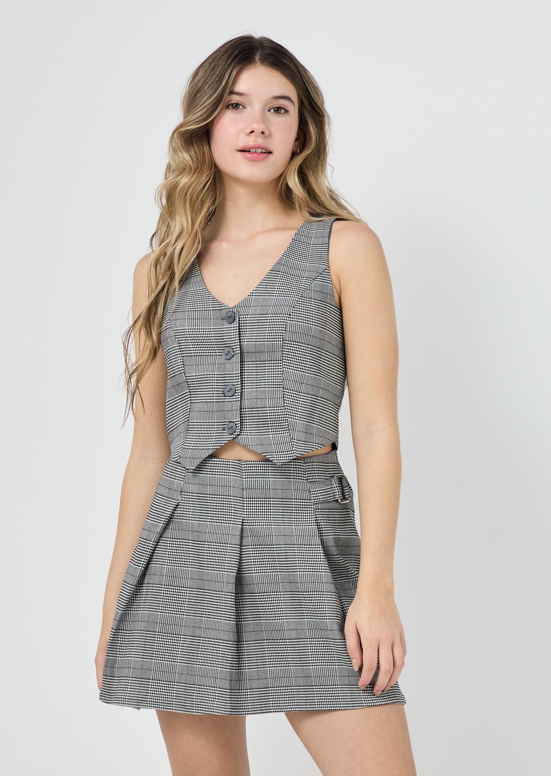 Chaleco negro de cuadros para jóvenes