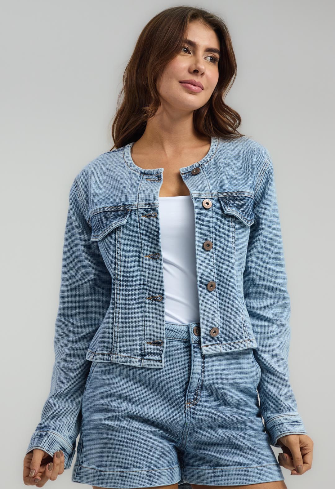 Chaqueta clara fondo entero para mujeres