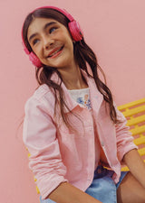 Chaqueta rosa pastel fondo entero para niñas