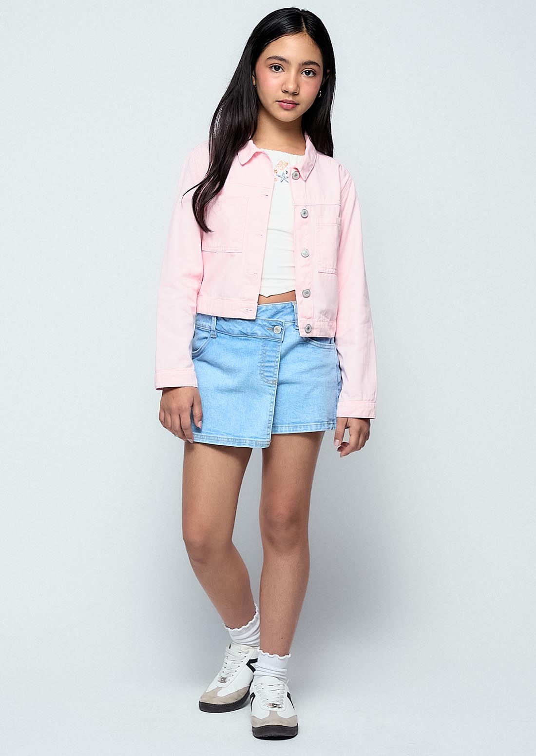 Chaqueta rosa pastel fondo entero para niñas – Stop Jeans