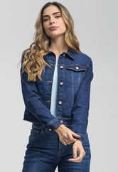 Chaqueta medio oscuro con ribetes para mujeres